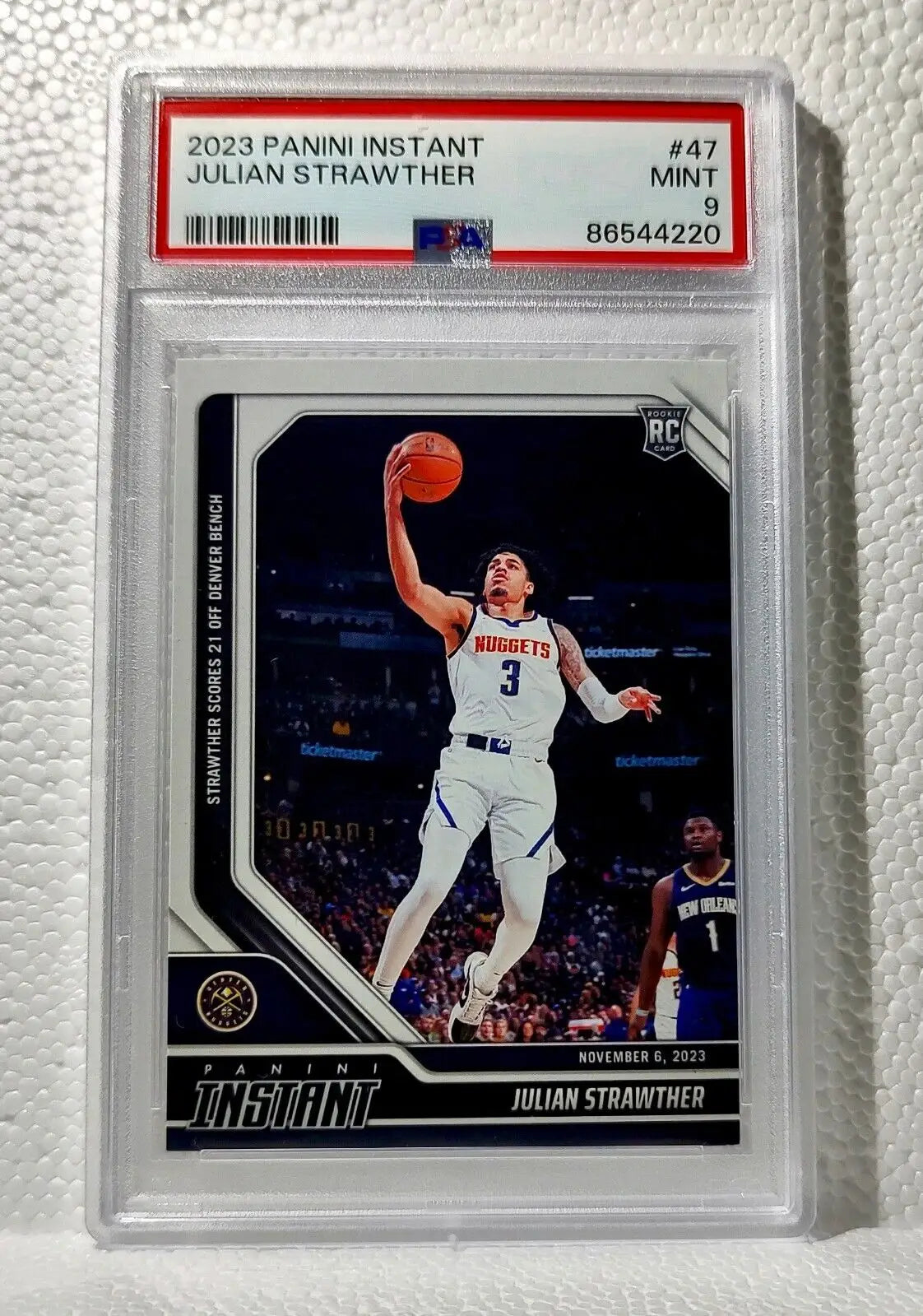 Julian Strawther 2023-24 Panini #47 NBA Rookie Card Nuggets 1 of 82 PSA 9 Mint