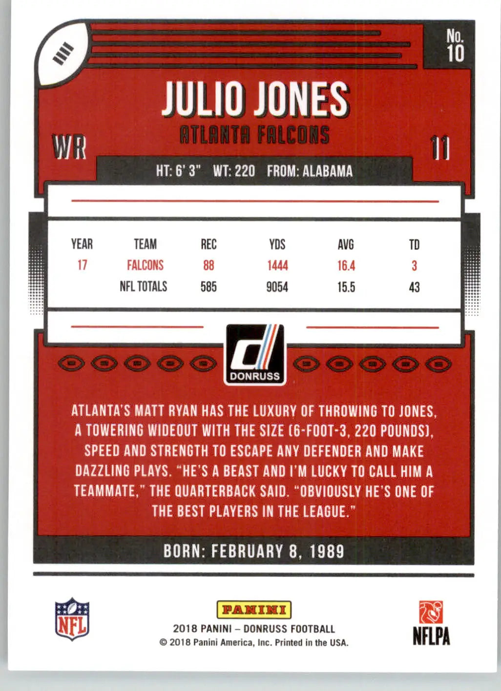 Julio Jones - 2018 Donruss - #10 - Football
