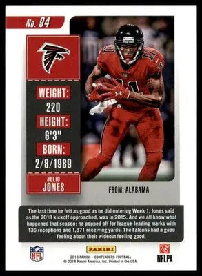 Julio Jones 2018 Panini Contenders #94 Atlanta Falcons - Football Card Single