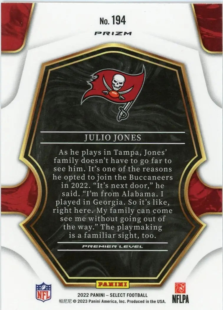 Julio Jones 2022 Panini Select Premier Silver #194 Tampa Bay Buccaneers Football - Football Card Single