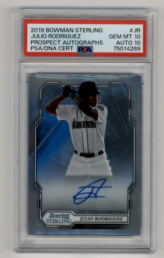 Julio Rodriguez 2019 Bowman Sterling Prospect Auto PSA 10 Gem Mint Auto 10 4269 - Baseball Card Single