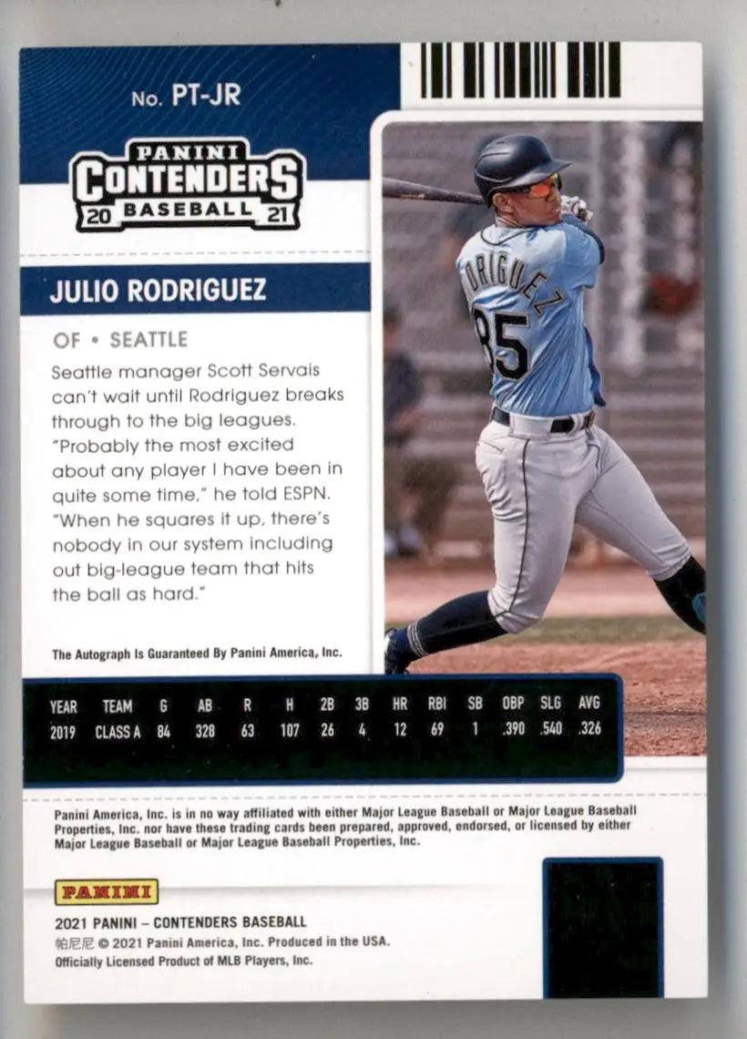 Julio Rodriguez 2021 Panini Contenders Prospect Ticket Auto Cracked Ice 02/23 - Baseball Card Single
