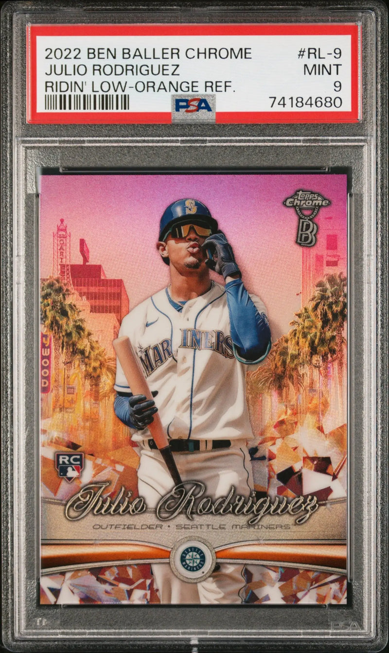Graded Julio Rodriguez Baller Ridin Low Ridin Low Orange baseball trading card