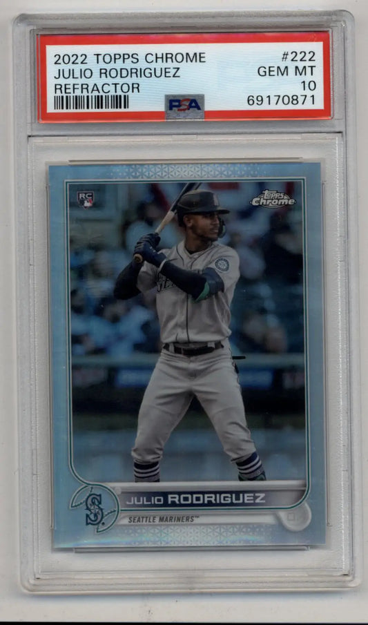 Julio Rodriguez 2022 Topps Chrome Refractor baseball card GEM MT 10 quality