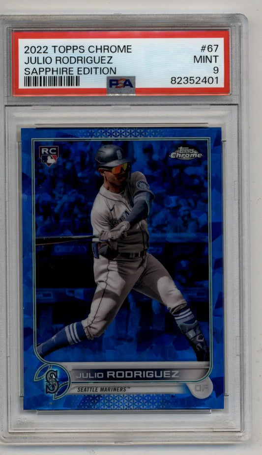 Julio Rodriguez 2022 Topps Chrome Sapphire Edition #67 PSA 9 Mint 2401 - Baseball Card Single