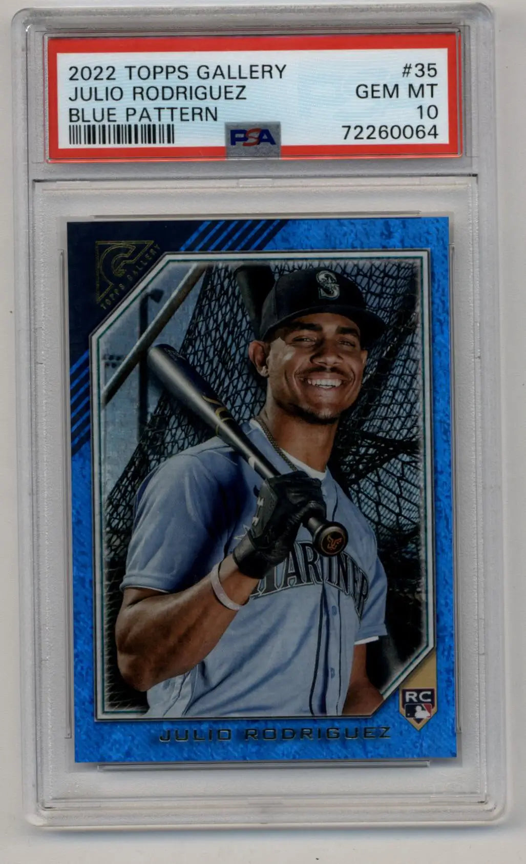 Julio Rodriguez 2022 Topps Gallery Blue Pattern 07/50 #35 PSA 10 Gem Mint - Baseball Card Single