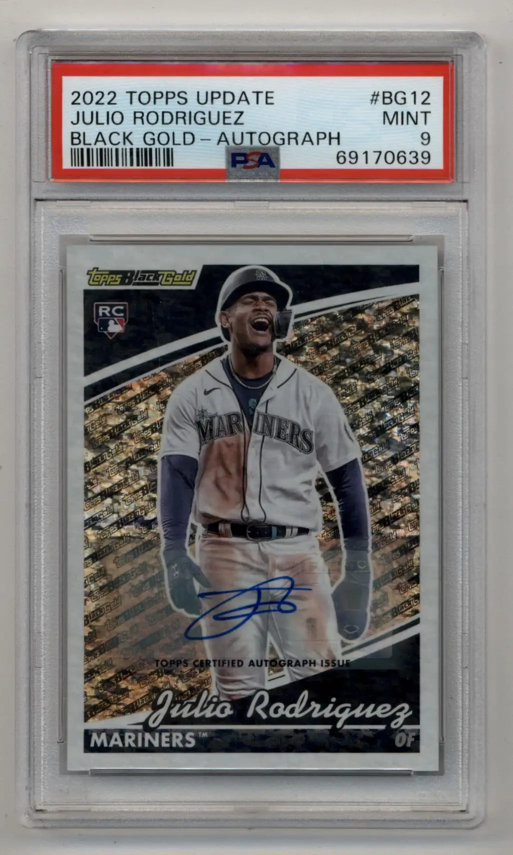 Julio Rodriguez 2022 Topps Update Black Gold Auto baseball card PSA 9 Mint