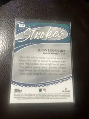 Julio Rodriguez Strokes S-18 Insert 2024 Topps Chrome Baseball card featuring Julio Rodriguez