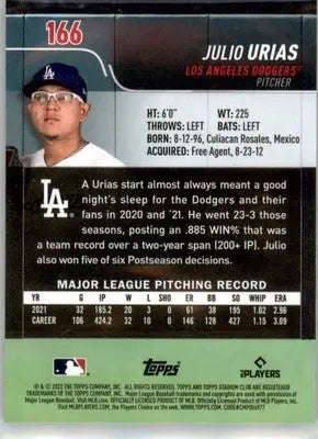 Julio Urias - 2022 Stadium Club Chrome - #166 - Baseball - Baseball Card Single
