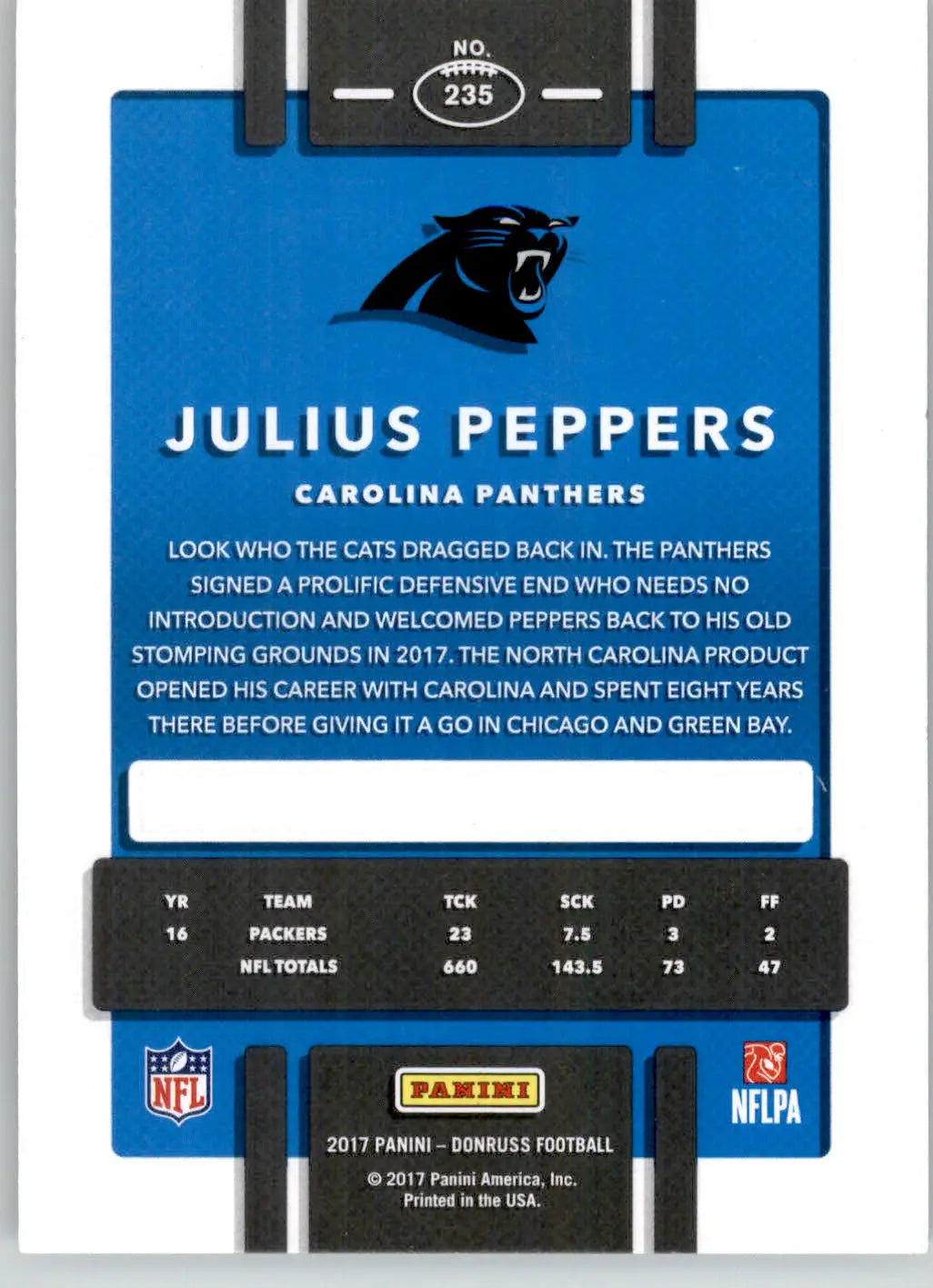 Julius Peppers - 2017 Donruss - #235 - Football
