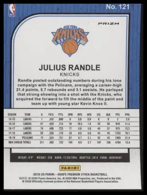 Julius Randle 2019-20 Hoops Premium Silver Laser #121 New York Knicks - Basketball Card Single
