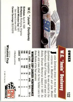 Junie Donlavey - 1991 Pro Set - #122 - Racing - Racing Card Single