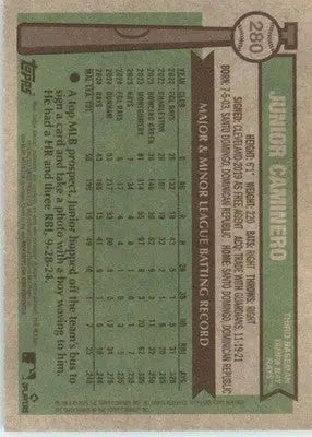 Junior Caminero - 2025 Topps Heritage - #280 - Baseball - Baseball Card Single