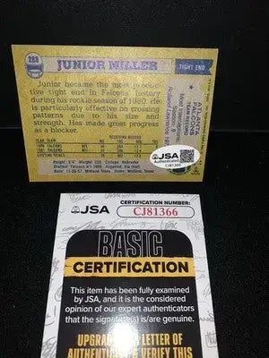 JUNIOR MILLER Autographed Signed 1982 Topps Football #288 Atlanta Falcons JSA - Football Card Single