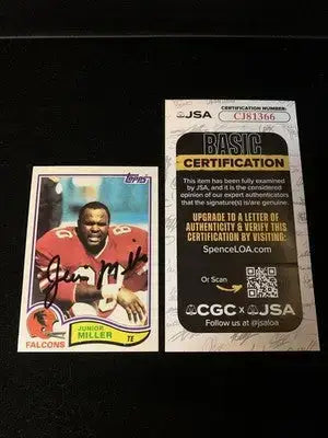 JUNIOR MILLER Autographed Signed 1982 Topps Football #288 Atlanta Falcons JSA - Football Card Single