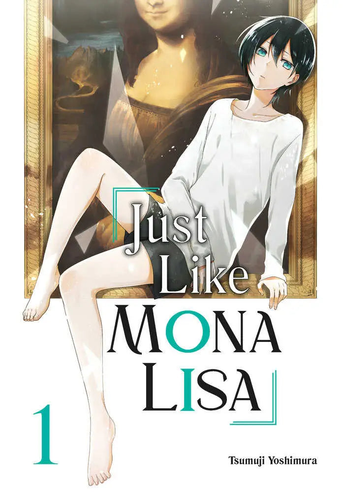 Manga book cover ’Just Like Mona Lisa’ featuring anime character with Mona Lisa backdrop