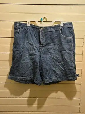 Just My Size Shorts Womens 22W Denim Bermuda Pull On Casual Elastic Waist Blue