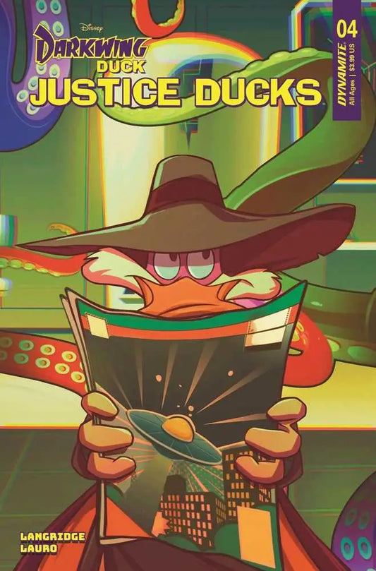 Justice Ducks cover featuring a duck in a wide-brimmed hat and dark coat for trading cards