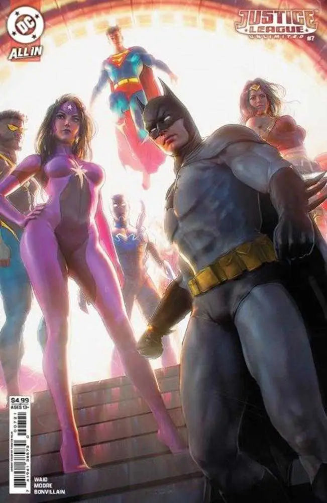 Justice League Unlimited comic book cover featuring Justice League and Tiago Da Silva art