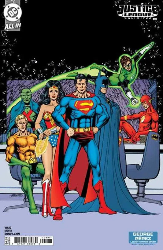Justice League Unlimited comic book cover from Justice League series featuring George Perez artwork