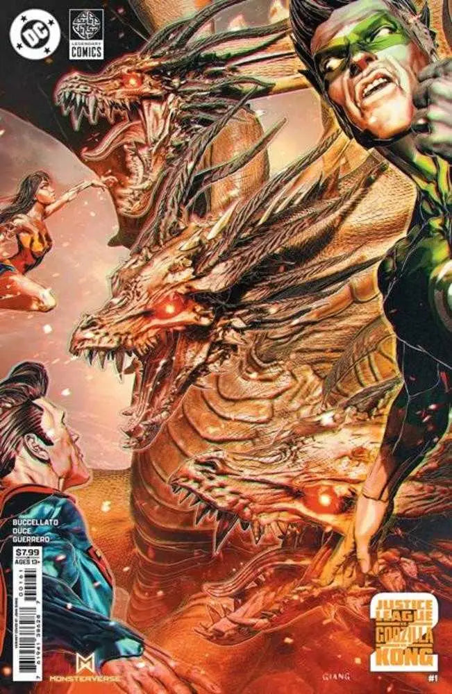 Comic book cover of Justice League vs Godzilla vs Kong 2 showcasing legendary Earth and task force elements