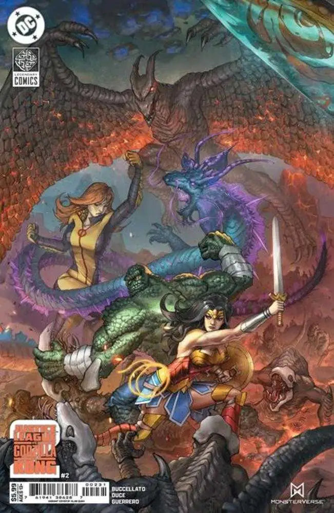 Comic book cover Justice League vs Godzilla monsters Alan Quah hollow earth variant