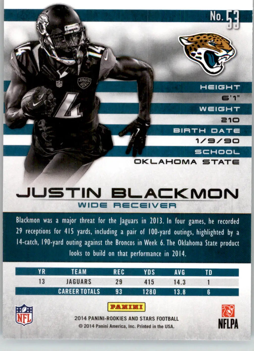 Justin Blackmon - 2014 Panini Rookies & Stars - #53 - Football - Football Card Single