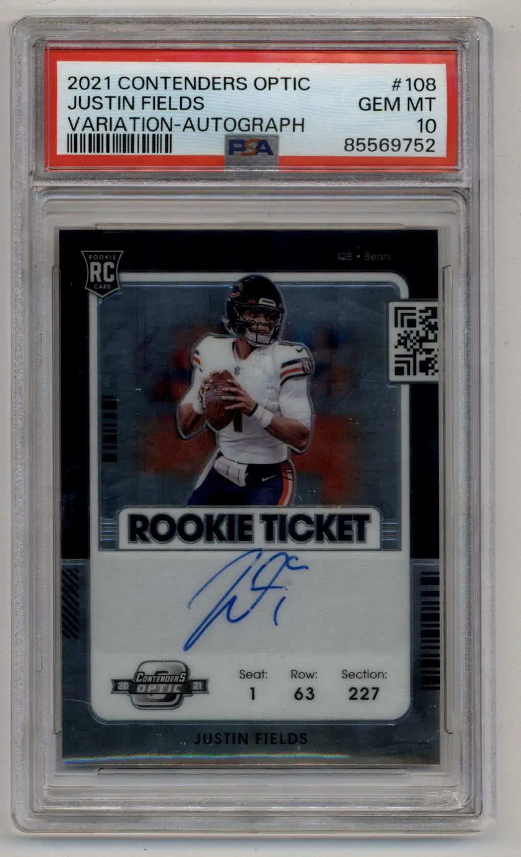 Justin Fields 2021 Contenders Optic Variation Auto PSA 10 Gem Mint - Football Card Single