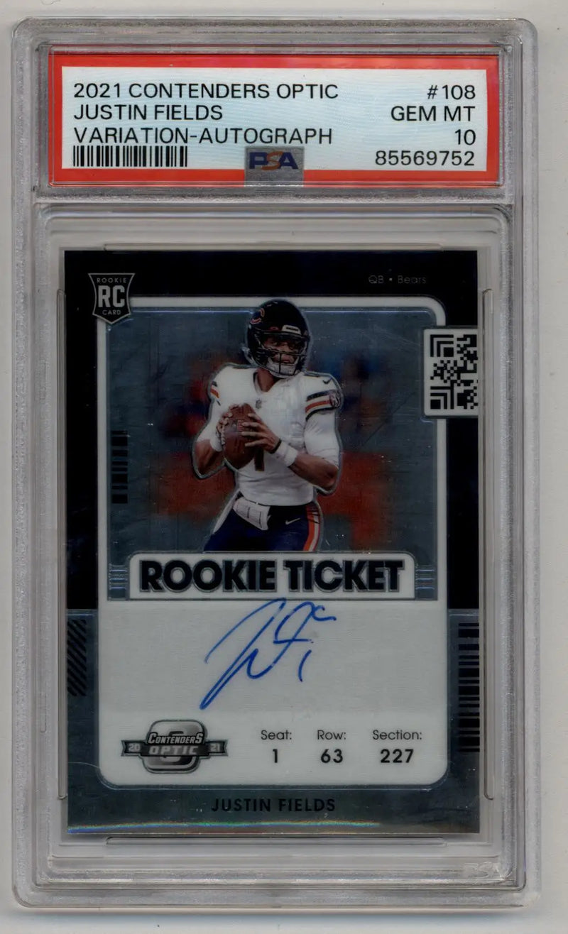 Justin Fields 2021 Contenders Optic Variation Auto PSA 10 Gem Mint - Football Card Single