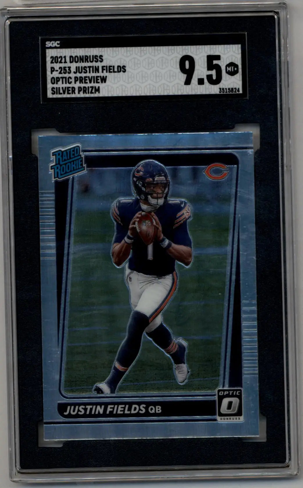 Graded BGS 9.5 Justin Fields 2021 Donruss Optic Preview Silver Prizm SGC in case