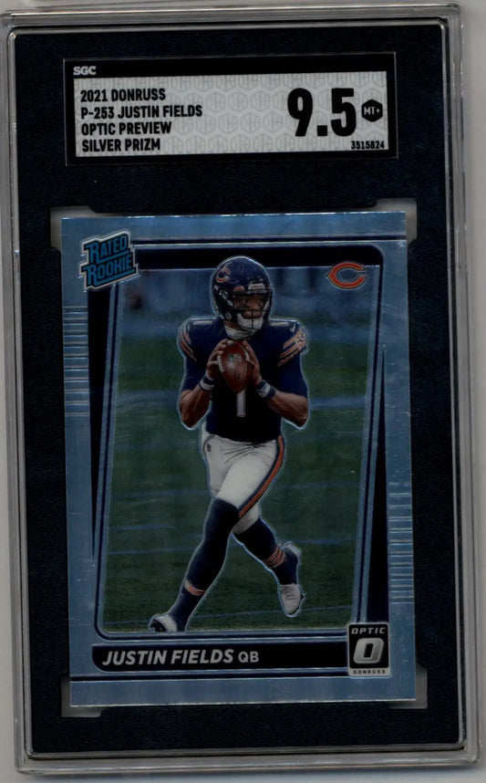 Graded BGS 9.5 Justin Fields 2021 Donruss Optic Preview Silver Prizm SGC in case