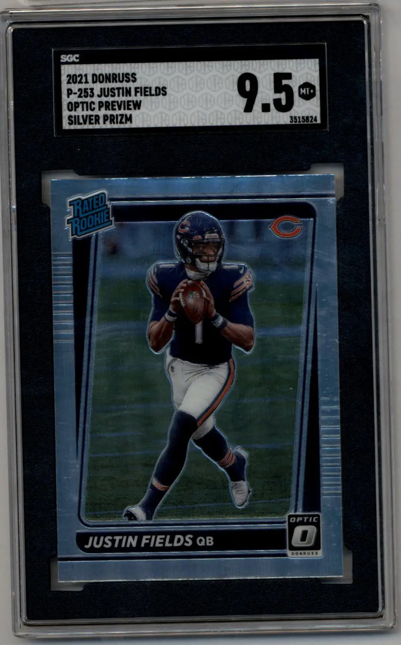Graded BGS 9.5 Justin Fields 2021 Donruss Optic Preview Silver Prizm SGC in case
