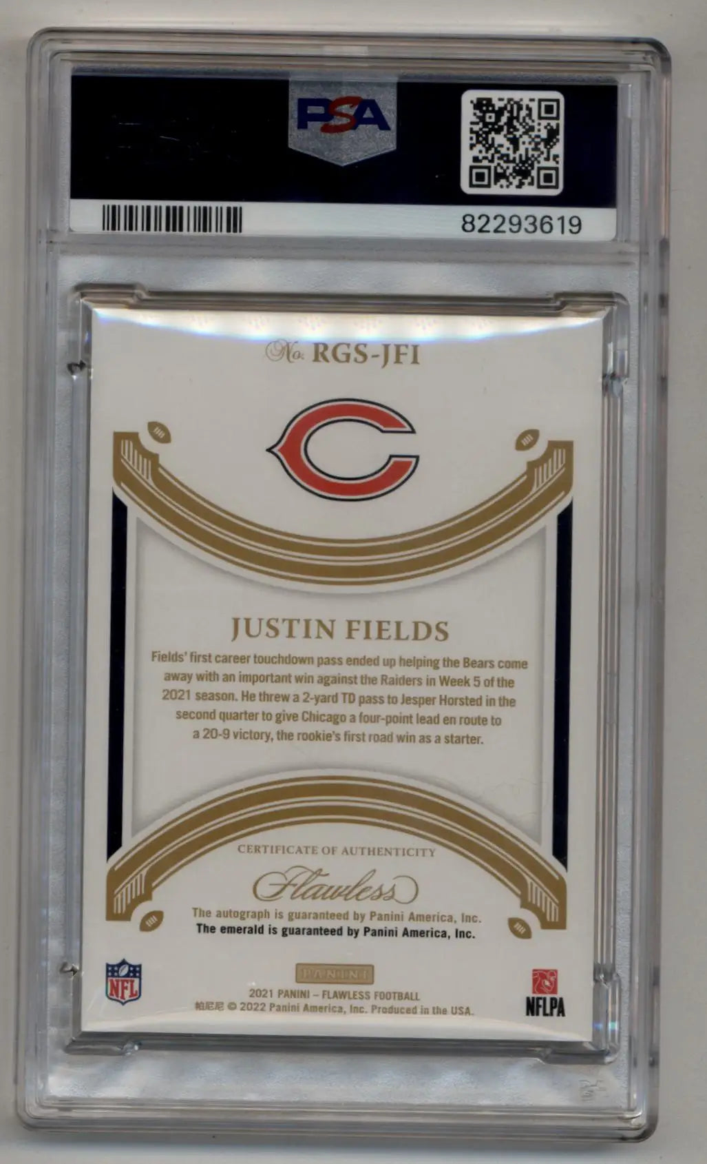 Justin Fields 2021 Flawless Rookie Auto Gem Emerald 4/5 PSA 9 Mint Auto 10 - Football Card Single