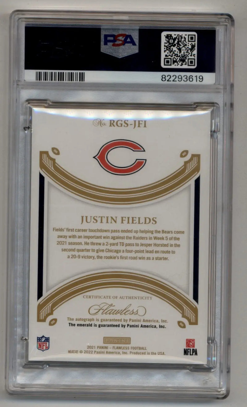 Justin Fields 2021 Flawless Rookie Auto Gem Emerald 4/5 PSA 9 Mint Auto 10 - Football Card Single