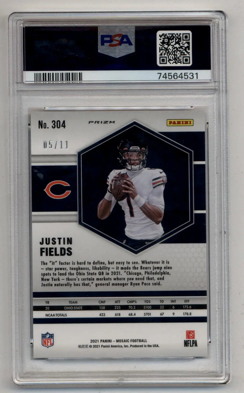 Justin Fields 2021 Mosaic FOTL Pink Swirl 05/11 PSA 10 Gem Mint - Football Card Single