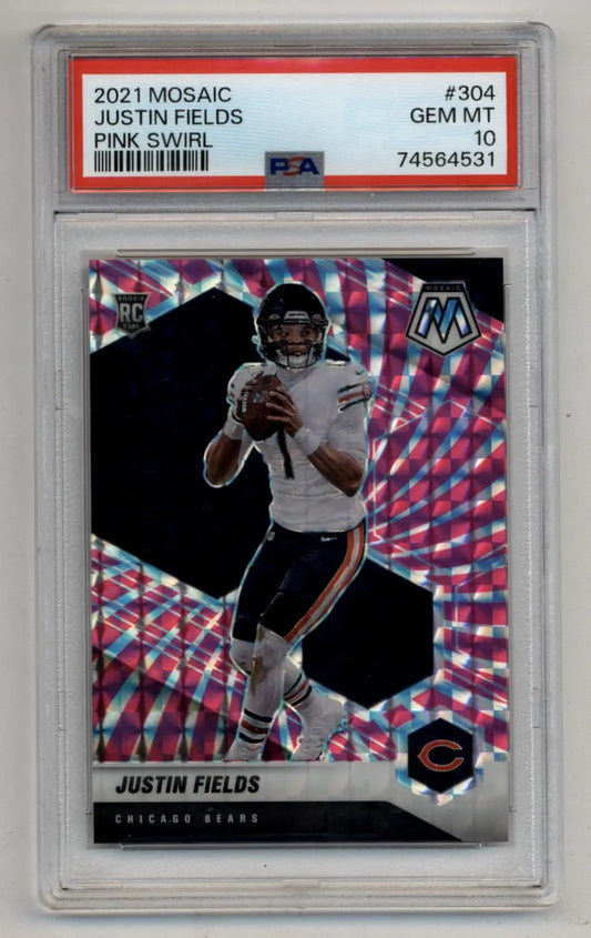 Justin Fields 2021 Mosaic FOTL Pink Swirl 05/11 PSA 10 Gem Mint - Football Card Single