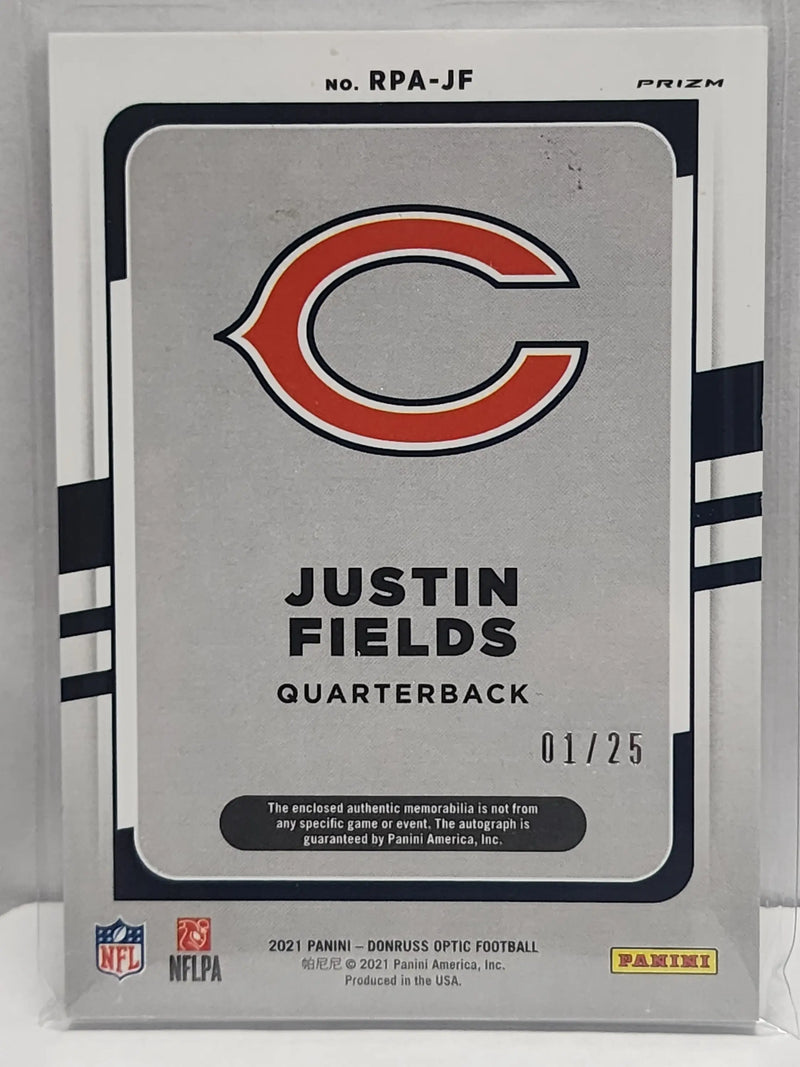 Justin Fields 2021 Panini Optic Rookie Patch Auto #1/25 - Football Card Single