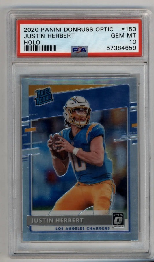 Justin Herbert 2020 Optic Holo rookie card PSA 10 Gem Mint collectible sports card