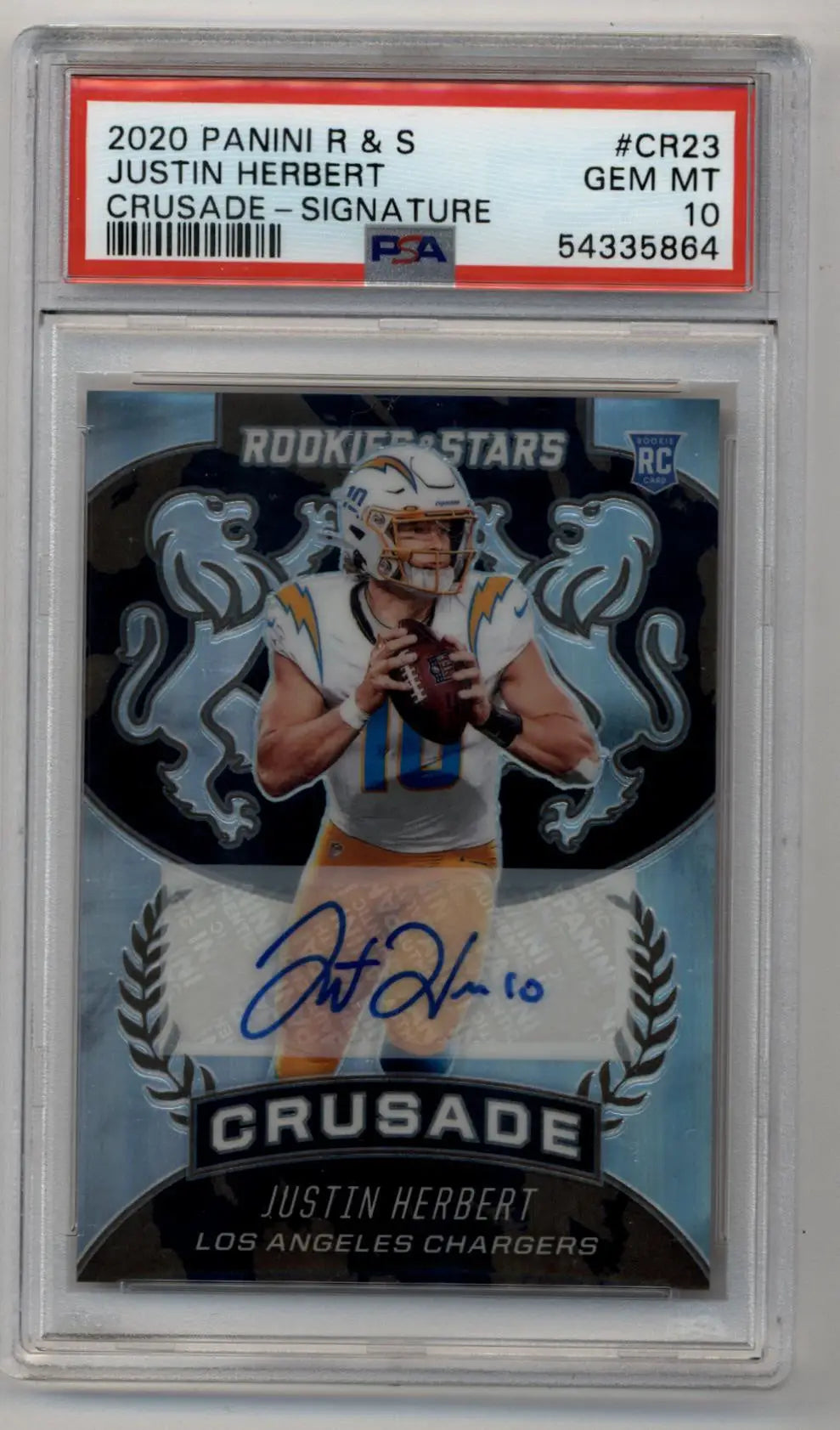 Justin Herbert 2020 Rookie and Stars Crusade Signature 07/25 PSA 10 Gem Mint - Football Card Single