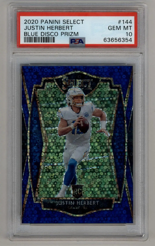 Justin Herbert 2020 Select Blue Disco #144 17/25 PSA 10 Gem Mint - Football Card Single