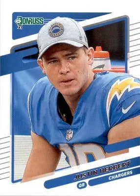 Justin Herbert - 2021 Donruss - #70b - No Helmet Football - Football Card Single