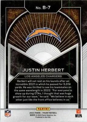 Justin Herbert - 2022 Panini Prizm - #B-7 - Brilliance Football - Football Card Single