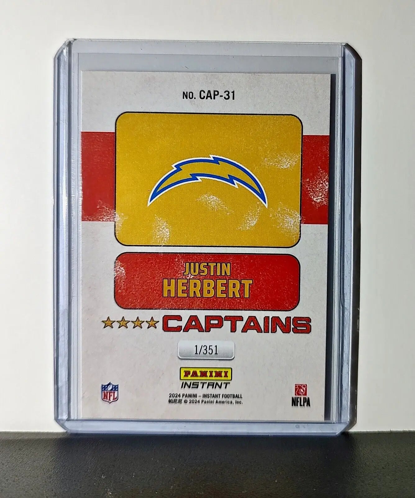 Justin Herbert 2024 Panini Captains NFL #31 Card Los Angeles Chargers 1/351 - Football Card Single