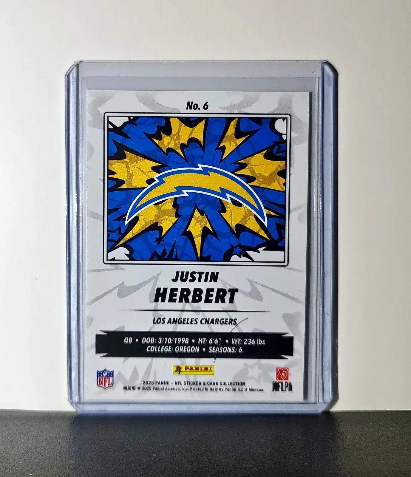 Justin Herbert 2025 Panini NFL #6 Sticker Card Los Angeles Chargers