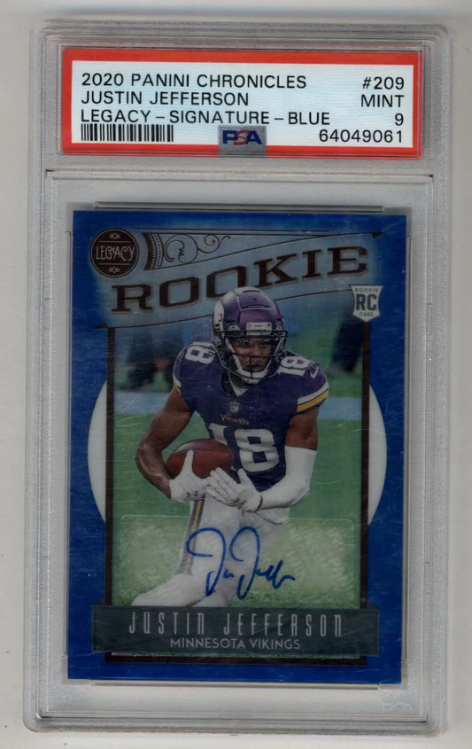Justin Jefferson 2020 Chronicles Legacy Signature Blue Auto 03/10 PSA 9 Mint - Football Card Single