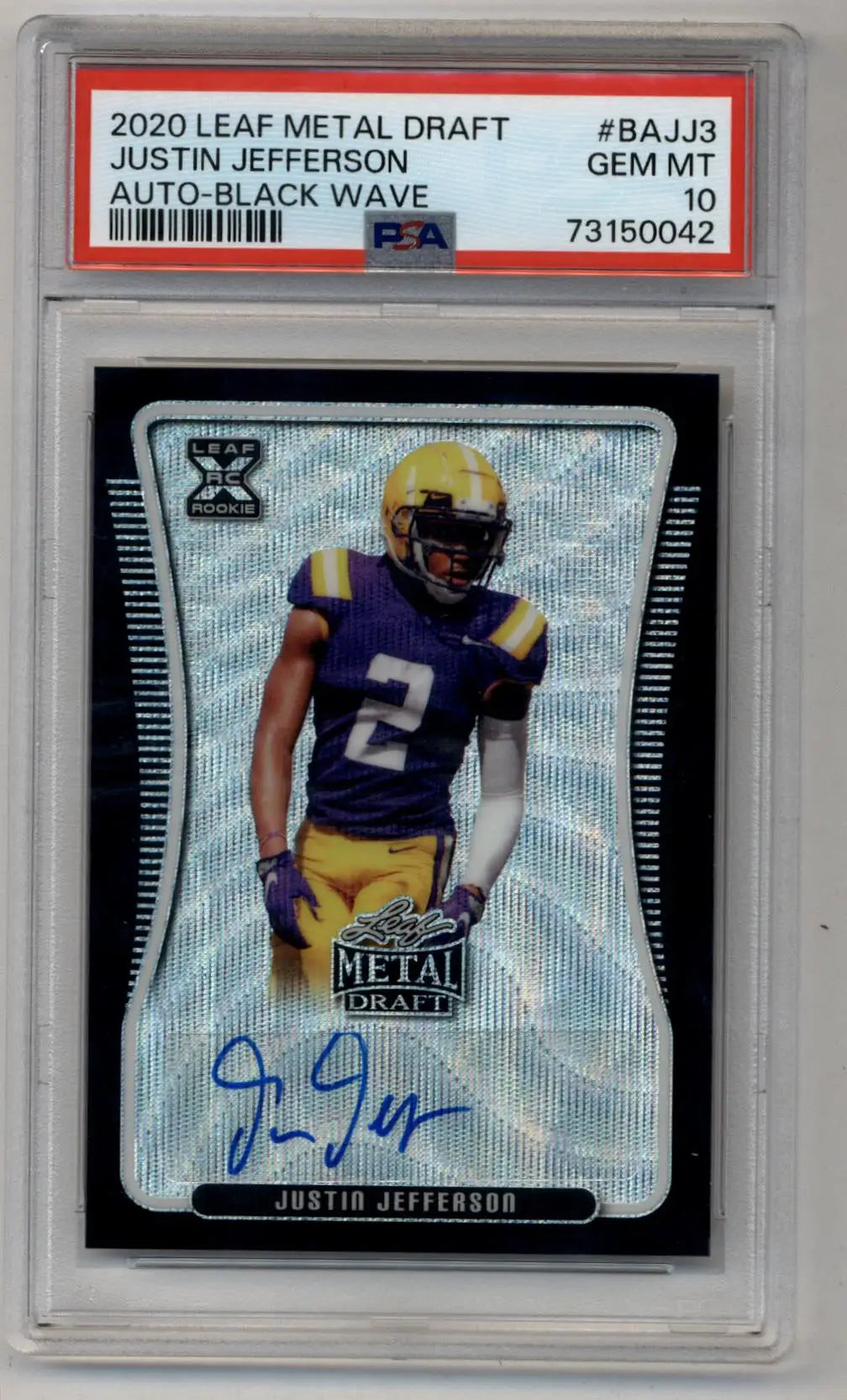 Justin Jefferson 2020 Leaf Metal Draft Black Wave 4/7 PSA 10 Gem Mint - Football Card Single