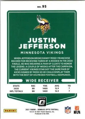 Justin Jefferson - 2021 Donruss Optic - #95 - Football - Football Card Single