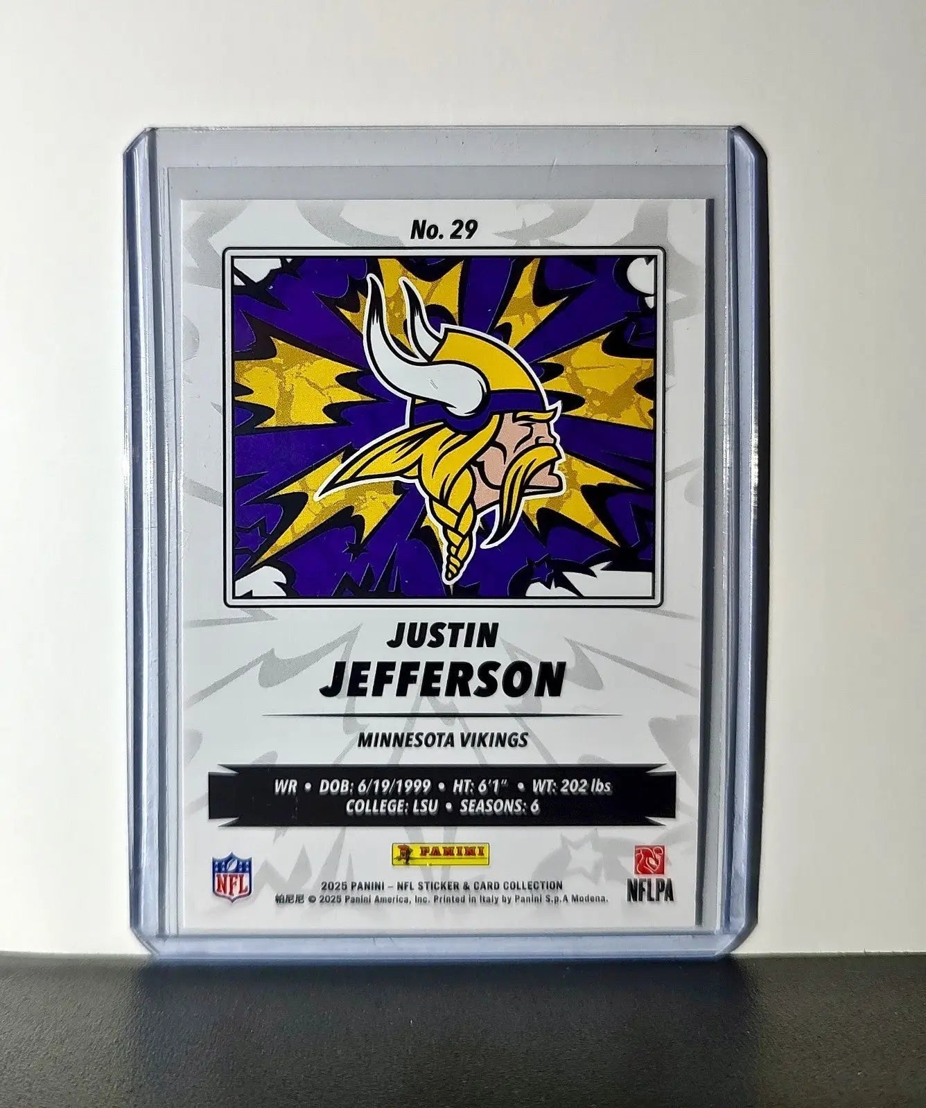 Justin Jefferson 2025 Panini NFL #29 Sticker Card Minnesota Vikings