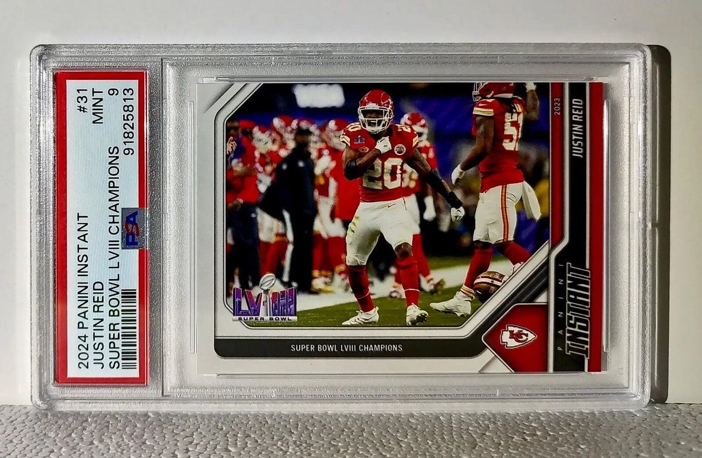 Justin Reid 2023 Panini NFL Superbowl Champions #31 Card PSA 9 Mint - Football Card Single