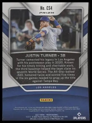 Justin Turner 2021 Panini Prizm Championship Stage Silver Prizm #CS4 LA Dodgers - Baseball Card Single